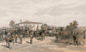 Lord Raglans begravningskort lämnar högkvarteret av William Crimea Simpson