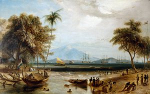 Vattenpost vid Anjer Point, på ön Java (Indonesien) av William Daniell