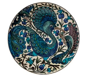 Fantastisk Peacock Tallrik av William de Morgan