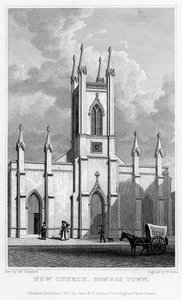 Ny kyrka, Somers Town, Camden, London, 1827.