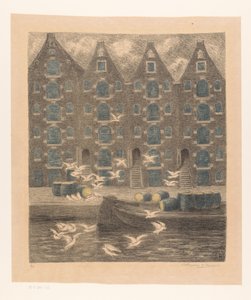 Lager på Brouwersgracht i Amsterdam av William Degouve de Nuncques (signed by artist)