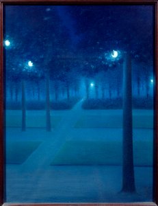 Natt på Parc Royal de Bruxelles. Pastellmålning av William Degouves de Nuncques (1867-1935) (ec.belg) 1897 Sön. 0,65x0,5 m Paris, musee d