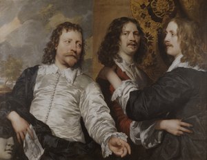 Porträtt av konstnären, med Nicholas Lanier och Sir Charles Cotterell, ca 1636 (olja på duk)