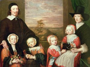 Oidentifierat familjeporträtt, traditionellt tros vara det av Sir Thomas Browne, mitten av 1640-talet (olja på duk) av William Dobson