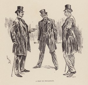 En pratstund i Piccadilly (gravyr) av William Douglas Almond