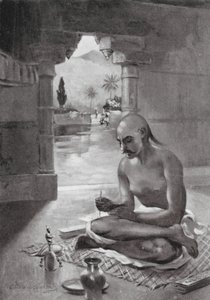 Kalidasa skriver in "Molnbudbäraren", AD 375 (litografi)