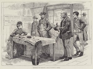 Registrering av arbetslösa, scen på ett kontor i Chelsea av William Douglas Almond