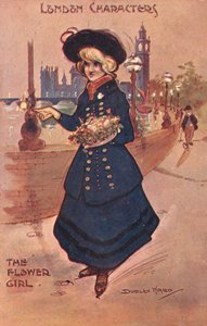 London Characters: the flower girl (färg litho) av William Dudley Ward