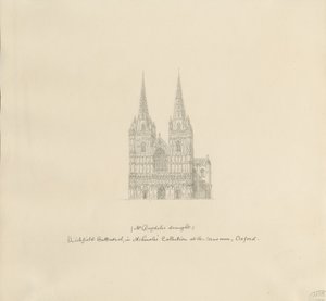 Lichfield Cathedral - West Front: pennteckning, nd [?slutet av 1600-talet] (teckning)