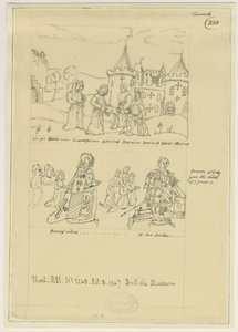 Tamworth Church - Fönsterglas: spårning i bläck och [?1600-talet] (ritning)