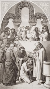 The Baptism of King Ethelbert (c.552-616) of Kent av St. Augustine i Canterbury 597, från 