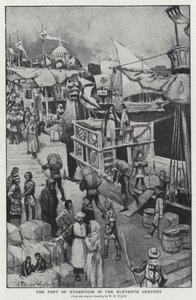 Hamnen i Bysans på 1000-talet (litho) av William Edward (after) Wigfull