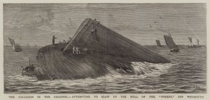 Kollisionen i kanalen, försök att spränga Hull of the Forest utanför Weymouth. av William Edward Atkins