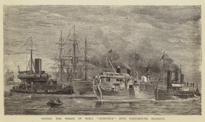 Bogsering av vraket av HMS Eurydice till Portsmouths hamn av William Edward Atkins
