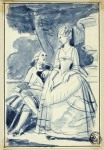 Man och kvinna i 1700-talsklänning av William Edward Frost
