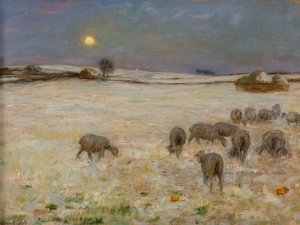 Får i snö (olja på duk) av William Edward Stott