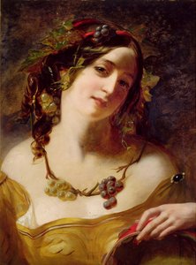 A Bacchante (olja på mönstrad kartong) av William Etty