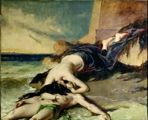 Hero och Leander (olja på duk) av William Etty