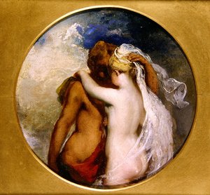 Nymf och Satyr (olja på panel) (se även 352441) av William Etty