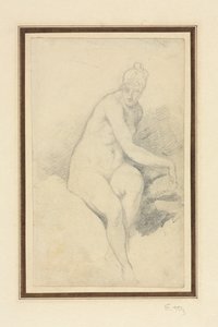 Sittande naken. av William Etty