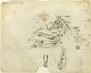 Skisser av liggande kvinnligt nakent och amoröst par av William Etty