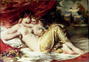 Venus och Amor, ca 1830 (olja på duk) av William Etty