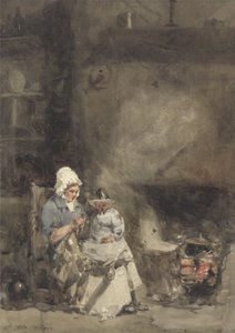 Mwanamke na Mtoto kwa Makaa, 1842 (wc juu ya grafiti kwenye karatasi)