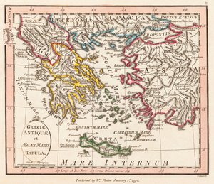 Antikens Grekland. Egiska havet. Mindre Asien. Karta.