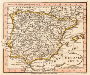 Forntida Spanien och Portugal. Karta.