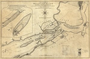 Delawareflodens lopp från Philadelphia till Chester av William Faden