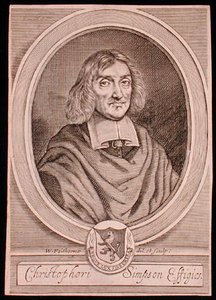 Porträtt av Christopher Simpson (ca 1605-69) (gravyr) av William Faithorne