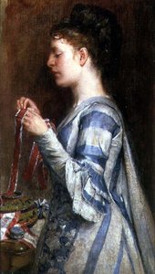 Girl Brodering (olja på duk)