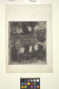 Landskap med faun och pool (reflekterat landskap) (etsning)