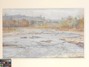 Whitewater Rapids (akvarell på benvitt papper)