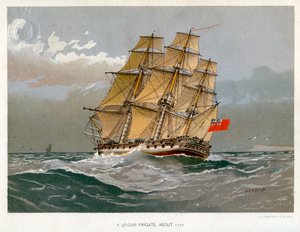 En Royal Navy 38 kanonfregatt, c1770 c1890-c1893 av William Frederick Mitchell