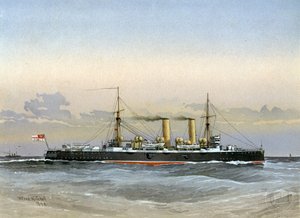 HMS Blenheim, Royal Navy 1:a klass kryssare, 1892 av William Frederick Mitchell