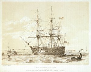 HMS "Victory", sent 1700-tal till tidigt 1800-tal (färglitografi) av William Frederick Mitchell