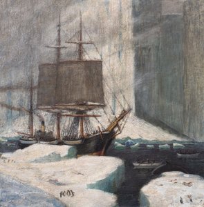 Valfångare förtöjd till is av William G. Burn Murdoch