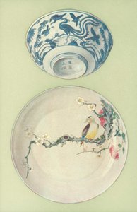 Skål, Chia Ching-period och tallrik, Ung Cheng-period, kinesiska (färg litho) av William Gibb