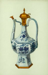 Ewer, period av Wan Li, kinesiska, med Augsburg-berget (färg litho) av William Gibb