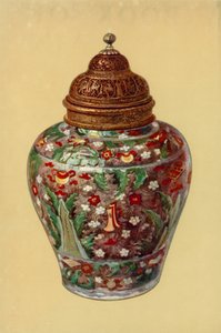 Burk, Mingdynastin, kinesisk, med persiskt mässingsomslag (färg litho)
