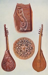 Musikinstrument: Cetera (färglitografi) av William Gibb