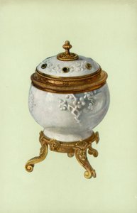 Vas, Fuchien porslin, med Ludvig XIV, silverförgyllt fäste (färg litho) av William Gibb