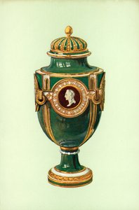 Vas, Sevres, grön botten (färg litho)