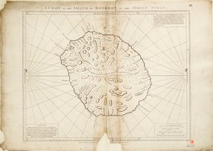 Ett sjökort över ön Bourbon i Indiska oceanen