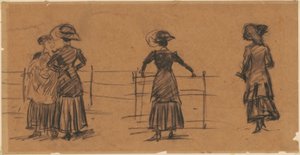 Kvinnostudier på parkräcket av William Glackens