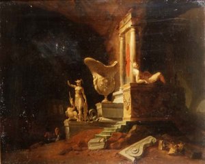 Capriccio av ruiner och statyer