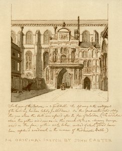 Södervy av ingången till Guildhall, City of London, 1700-talet 1886.