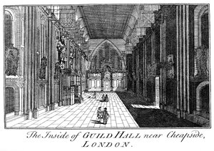 The Inside of Guild Hall nära Cheapside, London, c1700-talet 1886.