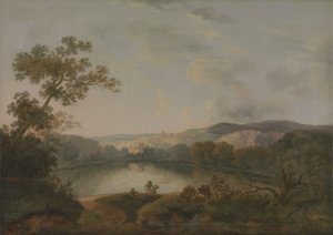 Utsikt över en sjö med fiskare av William Groombridge